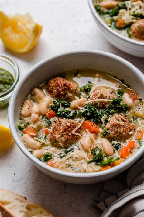 healthy italian wedding soup with chicken meatballs - plays well with butter