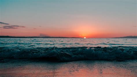 1366x768 Sea Shore Ocean During Sunset 1366x768 Resolution HD 4k Wallpapers, Images, Backgrounds ...