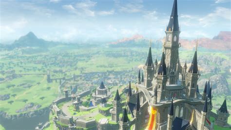 The view of Hyrule Castle and Castle Town. Also the Great Plateau seems to have not risen yet ...