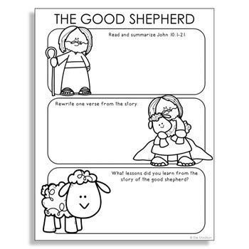 THE GOOD SHEPHERD Bible Story Notes Activity | New Testament Worksheet Lesson