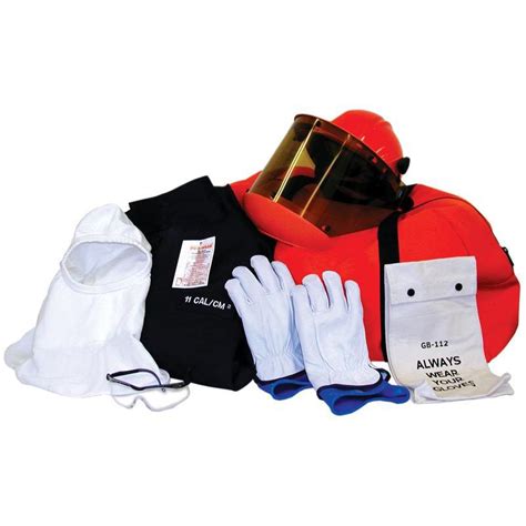 12 Cal Electrical Arc Flash Protection Clothing Kit With Coveralls and Class 00 Glove Kit, HRC 2 ...