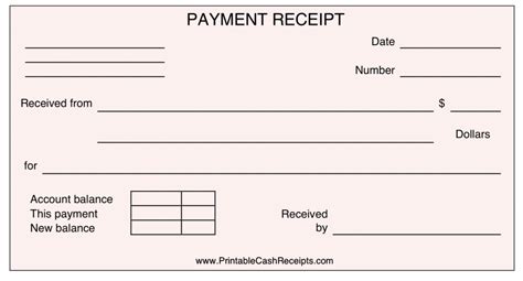 Printable Payment Receipt Template