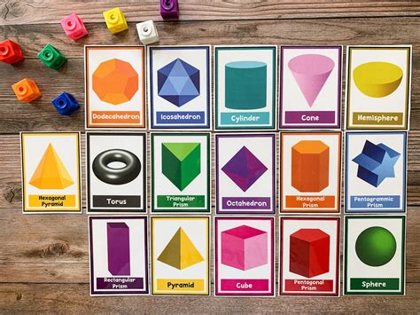 3D Shapes Flashcards Shape Flashcards Homeschool 3D Shapes - Etsy