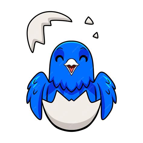 Premium Vector | Cute blue factor canary cartoon inside from egg