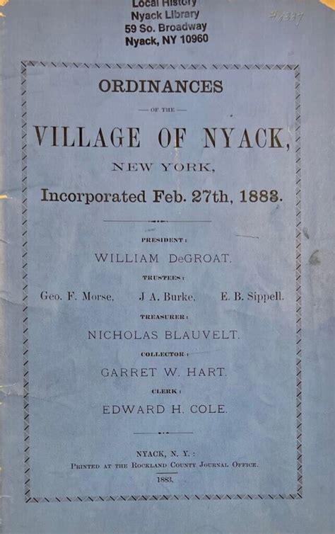 How to Avoid Fines in Nyack – in 1883 - Nyack News & Views