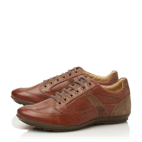 Geox Symbol U32a5a Lace Up Leather Trainers in Brown for Men | Lyst