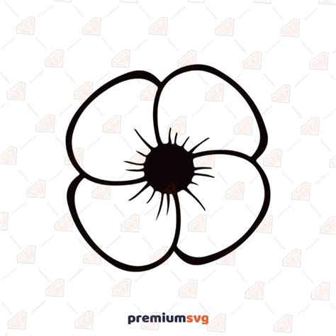 Basic Black Poppy Flower SVG Cut File | PremiumSVG