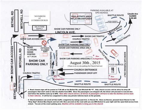 2015 Map for parking – Cruisin’ Sunday