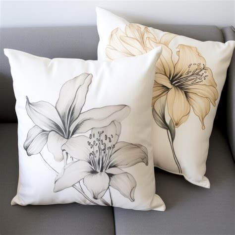 Premium AI Image | Minimalist Decorative Pillows With Hyperrealistic Lily Prints