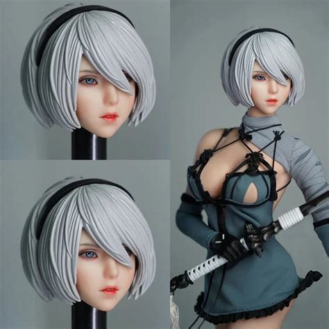 In Stock Tp001 1/6 Nier:automata Head Sculpt Sexy 2b Girl Head Yorha Female Carved Model For For ...