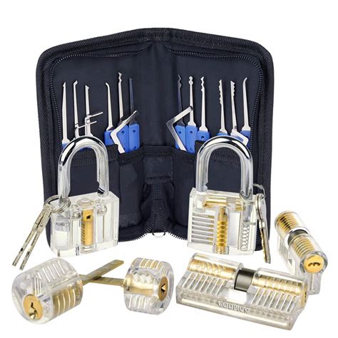 Godpick 17-Piece Lock Pick Set with 6 Clear Practice and Training Locks for Lock picking + Guide ...