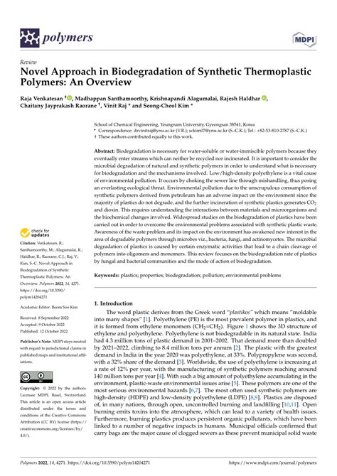 (PDF) Novel Approach in Biodegradation of Synthetic Thermoplastic ...