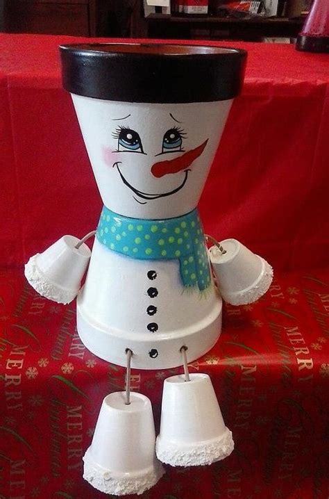 6 snowman Pot People by crazycraftingfriends on Etsy | Clay pot crafts, Flower pot crafts ...