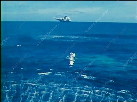 Apollo capsule splashdown after Apollo-Soyuz mission, 1975 - Stock Video Clip - K012/4942 ...