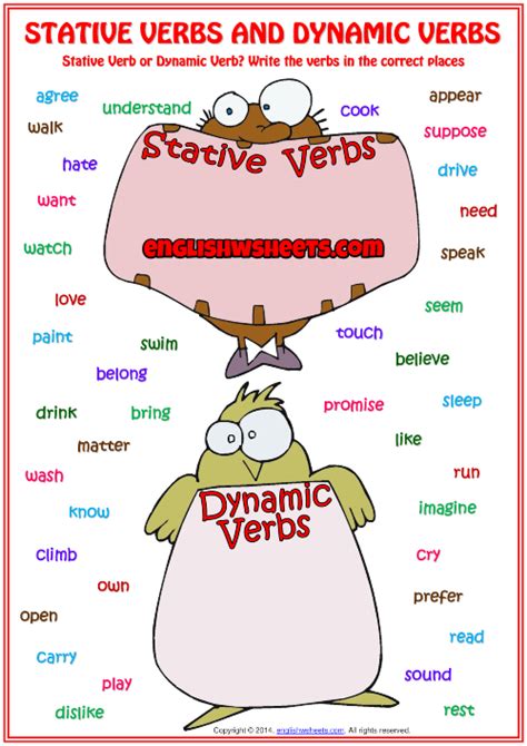 Stative Verbs or Dynamic Verbs ESL Grammar Worksheet