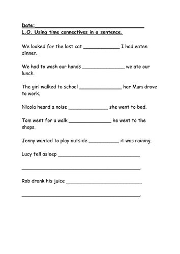 Time Connectives (KS1) IWB and Worksheets | Teaching Resources