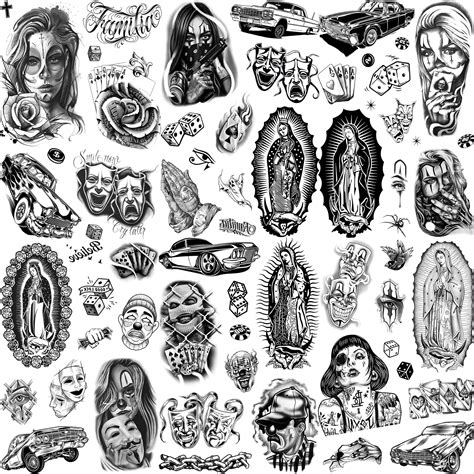 Chicano Temporary Tattoos for Men and Women - 6 Sheets of Chicana ...