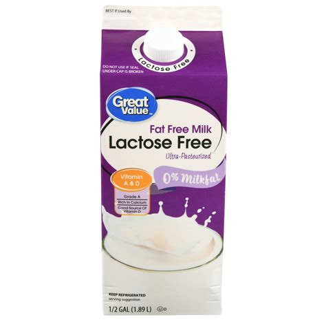 Great Value Lactose Free Milk, Fat Free, 0.5 Gal - Walmart.com