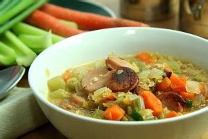 Lentil, Frankfurter and Bacon Soup | Feaston