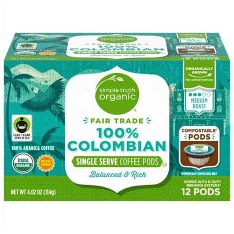 Simple Truth Organic® 100% Colombian Medium Roast Coffee Pods, 12 ct - Kroger