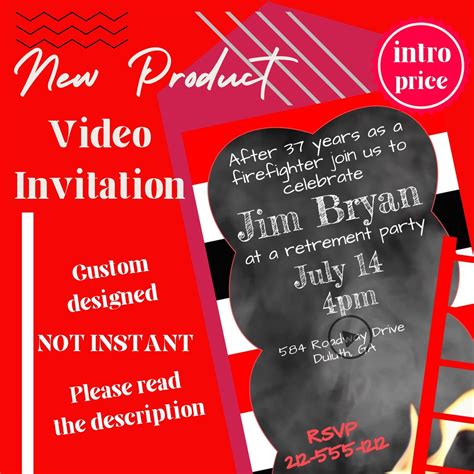 Firefighter Retirement Party Invitation New Video Style - Etsy