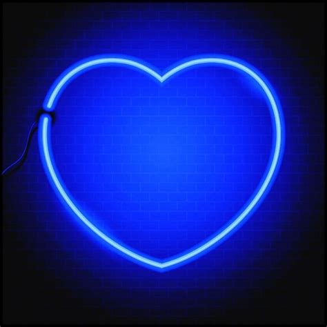 Blue white neon heart on brick wall 2000x2000 | Blue pictures, Blue and ...