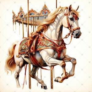 Horse From Carousel Ride Clipart Bundle 10 High Quality Watercolor Jpgs ...