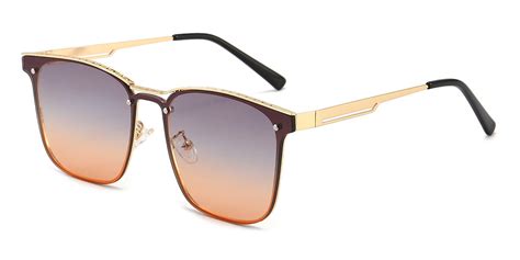 Quad - Square Orange Sunglasses for Men & Women