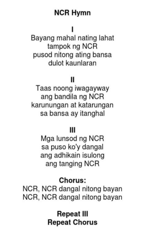 full song of NCR plz i need it - Brainly.ph