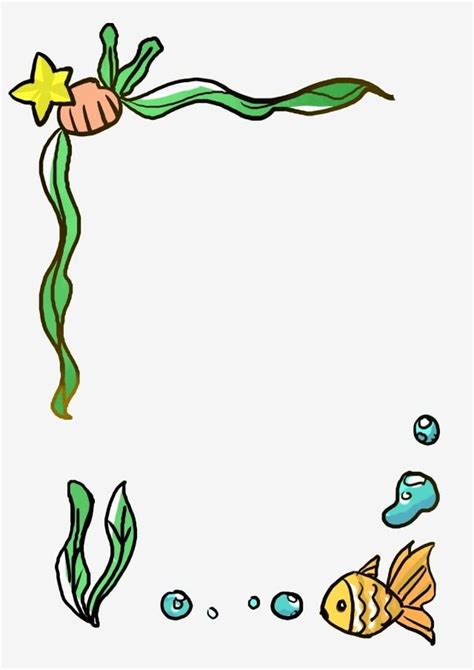 Fishing Border PNG Image, Cartoon Fish Border, Green Plant Border, Starfish Starfish Border ...