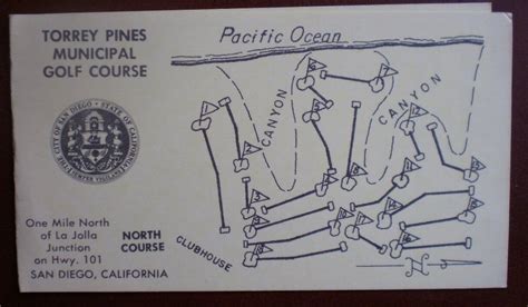 Vintage Golf Scorecard Torrey Pines Municipal Course San Diego yellow ...