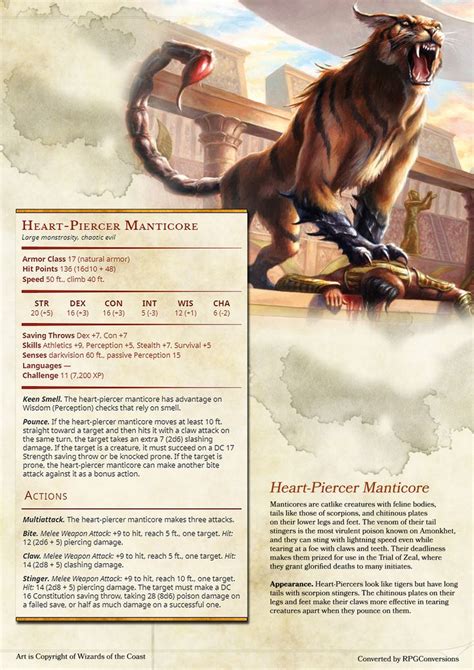 Heart-Piercer Manticore | Dungeons and dragons races, Dungeons and ...