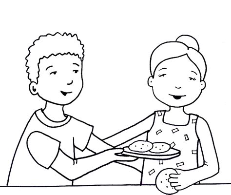 KIDS SHARING FOOD CLIPART BLACK AND WHITE - 199px Image #19