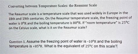 Converting between Temperature Scales: the Reaumur Sc… - SolvedLib