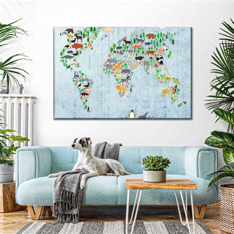 Kids Map Of Animals Wall Art | Digital Art