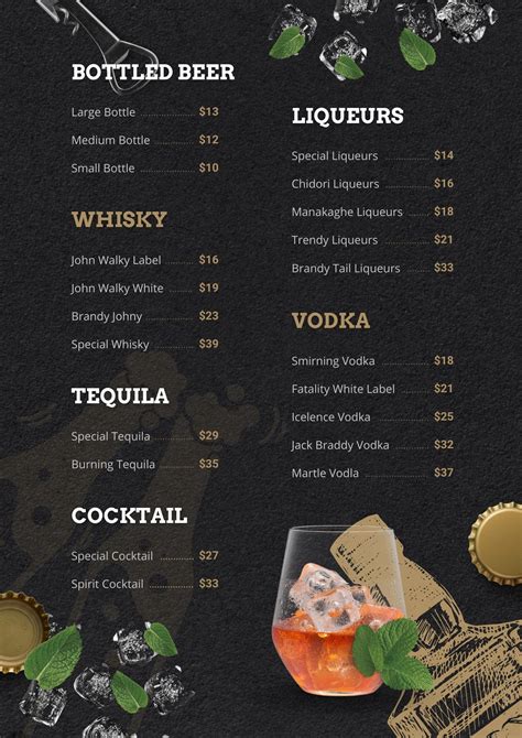 Free Printable And Customizable Bar Menu Templates Canva, 43% OFF