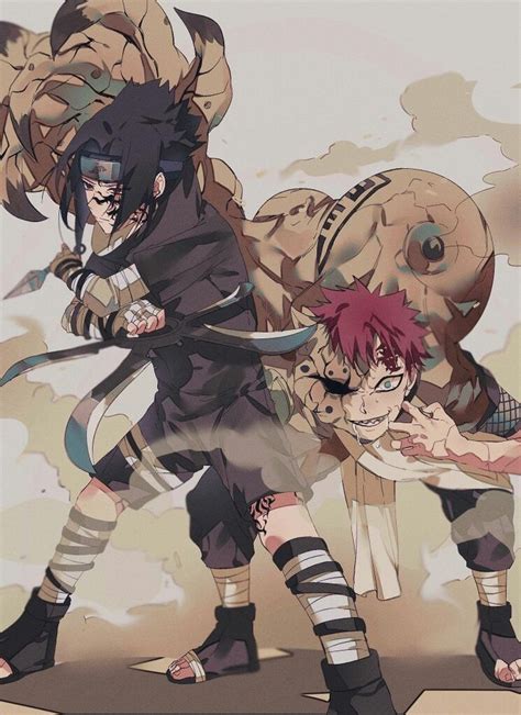 Sasuke vs Gaara by @why_ddakzyu (Twitter) | Anime naruto, Naruto art ...