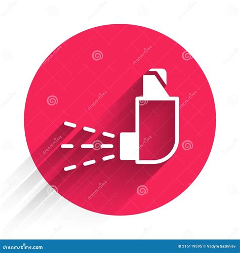 White Inhaler Icon Isolated with Long Shadow. Breather for Cough Relief ...