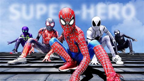 PRO 5 SUPERHERO TEAM ( ALL ACTION STORY 1 ) || Spider-Man RED , WHITE ...