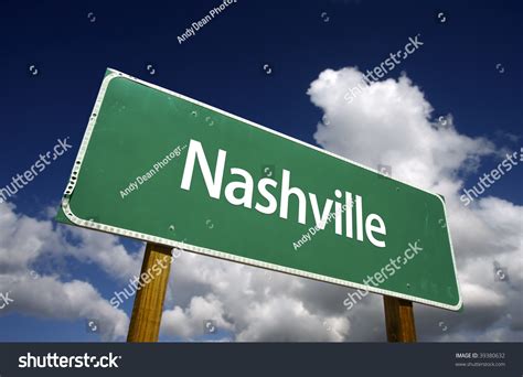 Nashville Road Sign With Dramatic Blue Sky And Clouds - U.S. State Capitals Series. Stock Photo ...