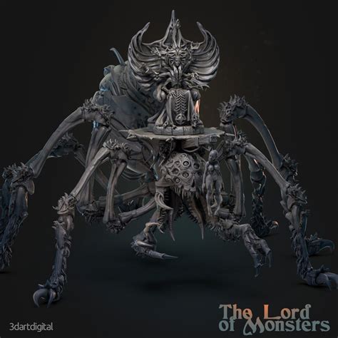 Spider Lord on Giant Spider Mount the Spider's Den Collection Preprimed 3D Printed Miniature ...