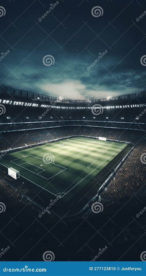 Football Stadium Pitch at Night. Generative Ai Stock Illustration ...