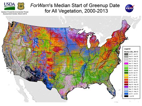 The typical start of greenup in natural vegetation | ForWarn II