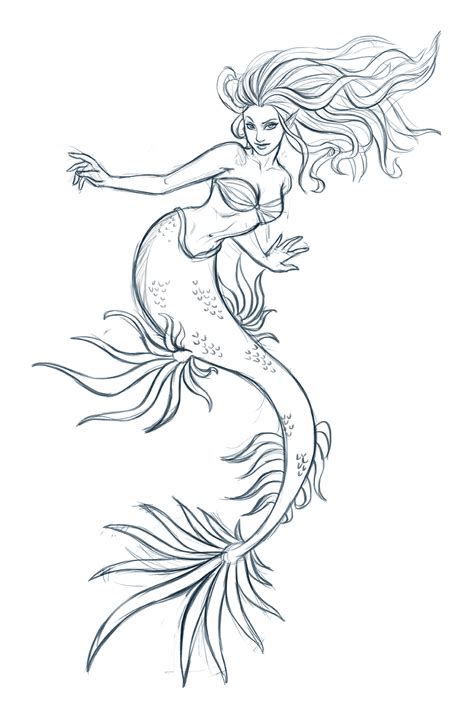 Mermaid sketch by iara-art on DeviantArt