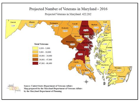 2016 Maryland Veteran Population Map