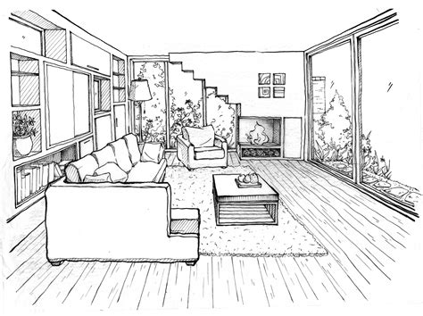 1 Point Perspective Room Drawing at GetDrawings | Free download