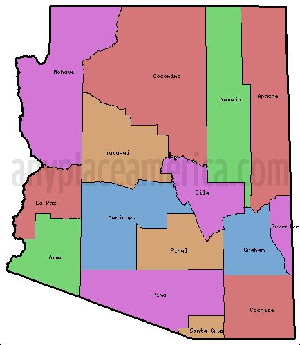 Arizona Counties Map Printable