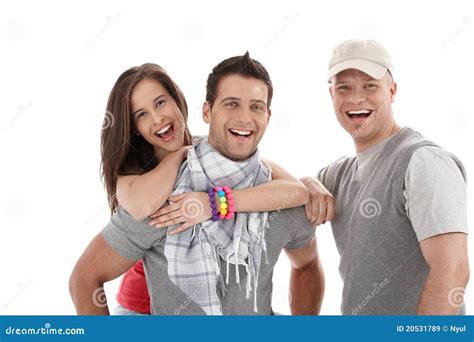 Portrait of Laughing Happy Friends Stock Image - Image of cutout ...