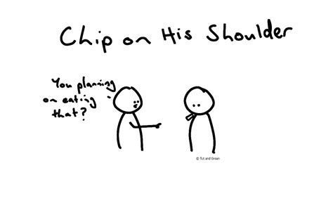 Chip on his Shoulder | An Idiom Joke from Tut and Groan | Wordplay Toon