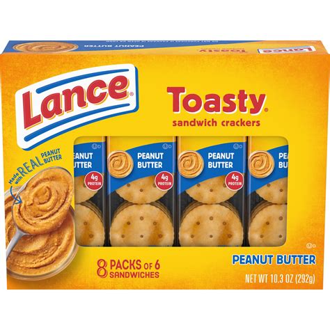 Lance Sandwich Crackers, Toasty Peanut Butter, 8 Individually Wrapped ...